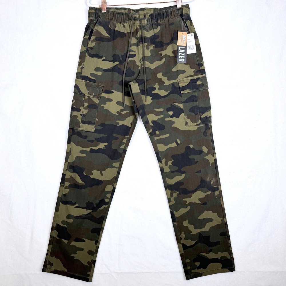 Lazer Cargo Pants Mens Small Olive Camo Drawstring Utility Tactical NWT Cotton